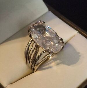NWOT~JEAN RACHEL 9 Ct. Oval Cut Wire Wrapped Sterling Statement Ring Sz 8